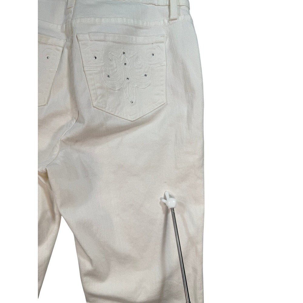NYDJ White Flare Jeans Women 12 NWT Tummy Tuck 33 X 34 Inseam Stretch USA Bling - Picture 15 of 17
